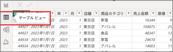 Power BI Desktopのデータビューからコピーする手順
