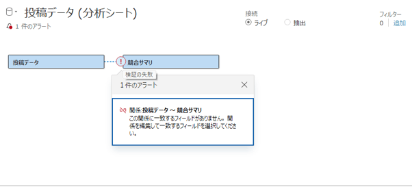 正しく反映されても結合関係がない場合は正しく結合できないため中身を確認する