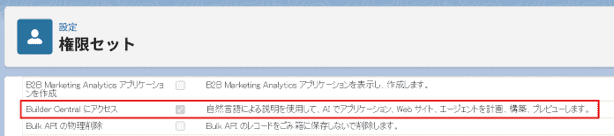 「Builder Central にアクセス」権限を有効化