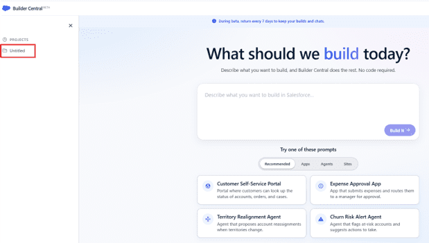 ホーム画面左側の「PROJECTS」から作成済みプロジェクトを確認できる