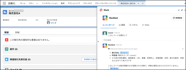 Salesforce側で取引先レコードを要約